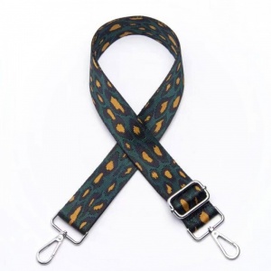 SILVER HARDWARE Bag Strap - Teal Leopard